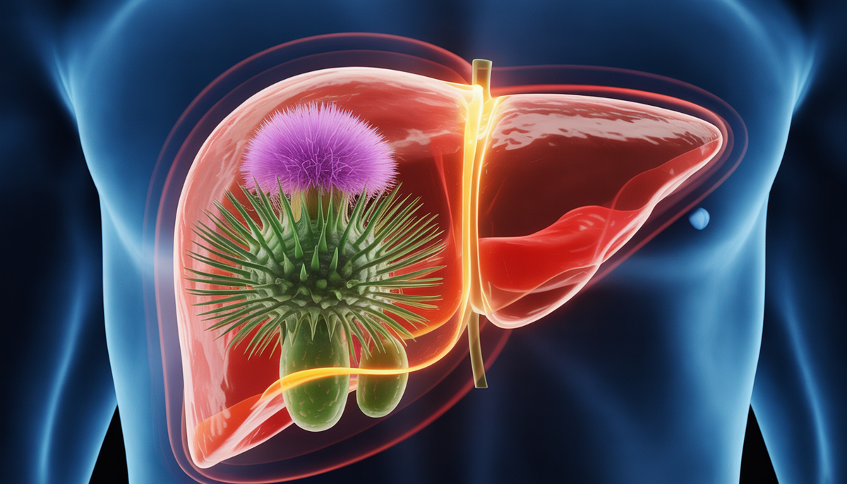 Image of a glowing healthy liver with a protective aura, representing detoxification and regeneration.